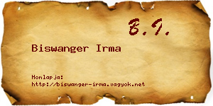 Biswanger Irma névjegykártya
